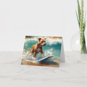 Amerikanisches Staffordshire-Strand-Surfing-Malere Karte