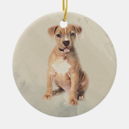 Amerikanisches Staffordshire-Terrierwelpe Keramikornament (Vorne)