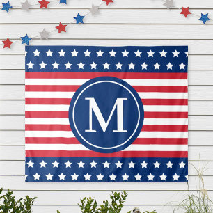Amerikanisches Sterne-und-Streifen-Monogramm Wandteppich