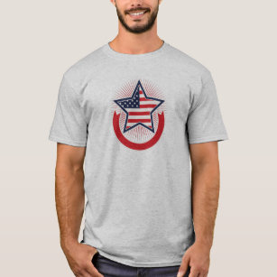 Amerikanisches Sternzeichen Abzeichen, rot-weiß un T-Shirt