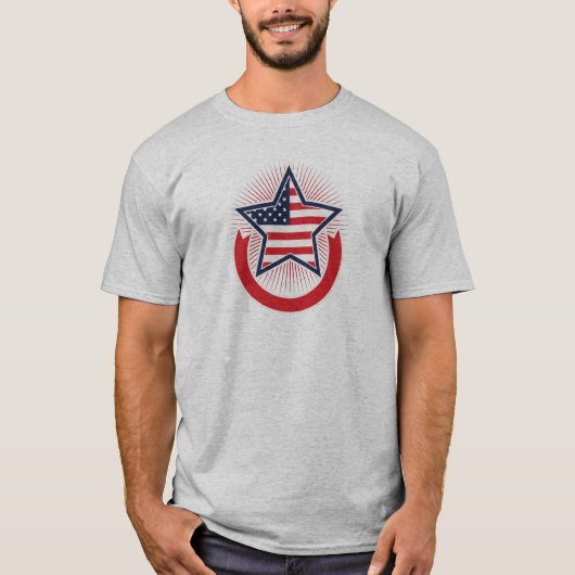 Amerikanisches Sternzeichen Abzeichen, rot-weiß un T-Shirt (Vorderseite)
