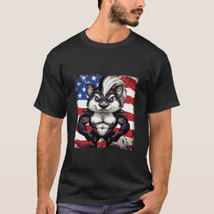 Amerikanisches Stinktier Maskottchen USA-Flagge T-Shirt