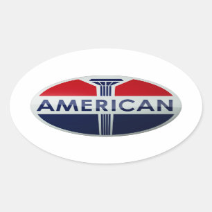 Amerikanisches Tankstellen-Schild im Vintage-Stil Ovaler Aufkleber
