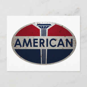 Amerikanisches Tankstellen-Schild im Vintage-Stil, Postkarte