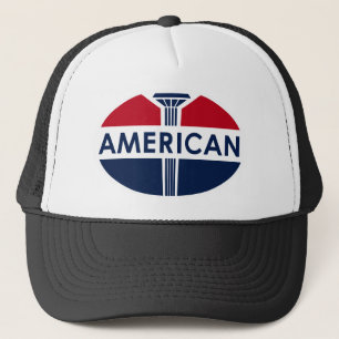 Amerikanisches Tankstellezeichen. Flache Version Truckerkappe