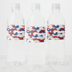 Amerikanisches Tarnmuster 4. Juli Glitter Wasserflaschenetikett