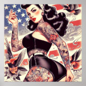 Amerikanisches Tattoo-Button Poster (Vorne)