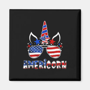 Amerikanisches Unicorn 4. Juli Mädchen Kinder Amer Magnet