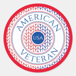 AMERIKANISCHES VETERAN Große Round Stickers / Rot