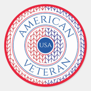 AMERIKANISCHES VETERAN Kleine Round Stickers / Rot