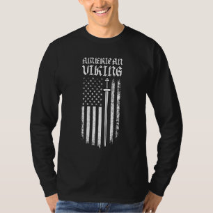 Amerikanisches Wikinger-Schwert Wikinger US-Flagge T-Shirt