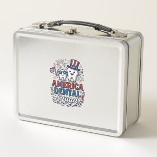 Amerikanisches Zahnarzt-Team Patriotisches Zahnvek Metall Brotdose