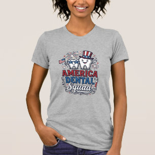 Amerikanisches Zahnarzt-Team Patriotisches Zahnvek T-Shirt