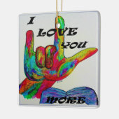 Amerikanisches Zeichen-Sprachen-I LIEBE ASL SIE Keramikornament (Links)