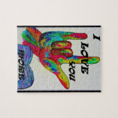 Amerikanisches Zeichen-Sprachen-I LIEBE ASL SIE Puzzle (Horizontal)