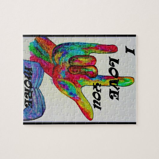 Amerikanisches Zeichen-Sprachen-I LIEBE ASL SIE Puzzle (Horizontal)