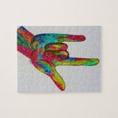 Amerikanisches Zeichen-Sprachen-I LIEBE SIE Puzzle (Horizontal)