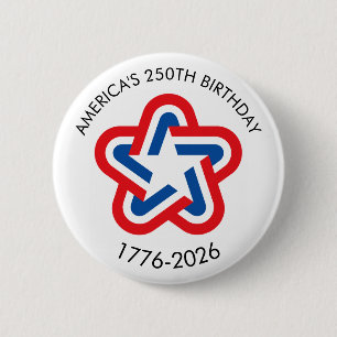 Amerikas 250. Geburtstag 1776-2026 Rot Weiß Blau Button