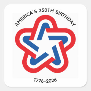 Amerikas 250. Geburtstag 1776-2026 Rot Weiß Blau Quadratischer Aufkleber