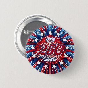 Amerikas 250. Geburtstag 1776-2026 RWB Feuerwerk Button