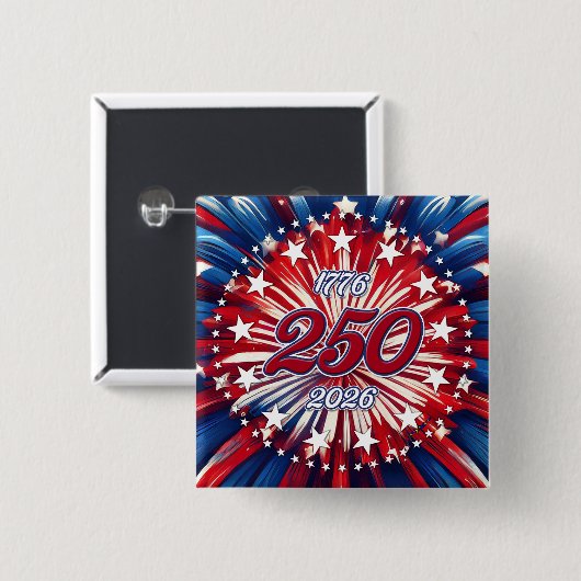 Amerikas 250. Geburtstag 1776-2026 RWB Feuerwerk Button (Vorne & Hinten)