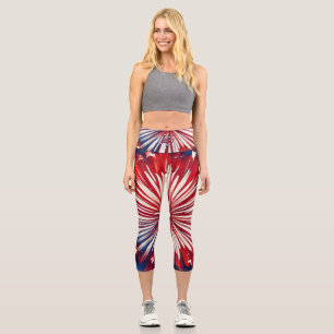 Amerikas 250. Geburtstag 1776-2026 RWB Feuerwerk Capri Leggings