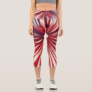 Amerikas 250. Geburtstag 1776-2026 RWB Feuerwerk Capri Leggings