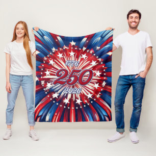 Amerikas 250. Geburtstag 1776-2026 RWB Feuerwerk Fleecedecke
