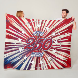 Amerikas 250. Geburtstag 1776-2026 RWB Feuerwerk Fleecedecke