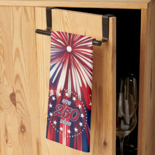 Amerikas 250. Geburtstag 1776-2026 RWB Feuerwerk Geschirrtuch