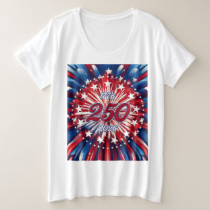 Amerikas 250. Geburtstag 1776-2026 RWB Feuerwerk Große Größe T-Shirt