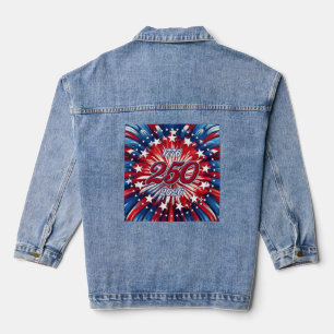 Amerikas 250. Geburtstag 1776-2026 RWB Feuerwerk Jeansjacke