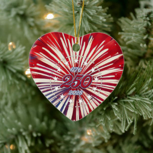 Amerikas 250. Geburtstag 1776-2026 RWB Feuerwerk Keramik Ornament