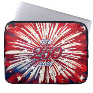 Amerikas 250. Geburtstag 1776-2026 RWB Feuerwerk Laptopschutzhülle
