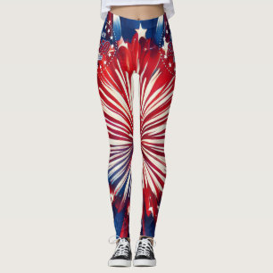 Amerikas 250. Geburtstag 1776-2026 RWB Feuerwerk Leggings