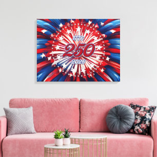 Amerikas 250. Geburtstag 1776-2026 RWB Feuerwerk Leinwanddruck