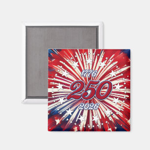 Amerikas 250. Geburtstag 1776-2026 RWB Feuerwerk Magnet