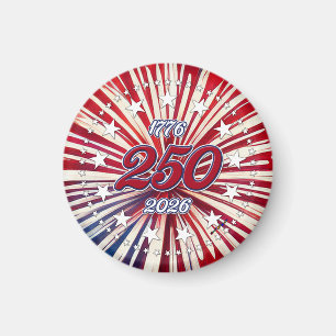 Amerikas 250. Geburtstag 1776-2026 RWB Feuerwerk Magnet