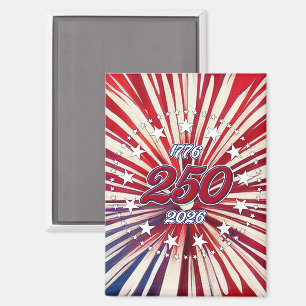 Amerikas 250. Geburtstag 1776-2026 RWB Feuerwerk Magnet