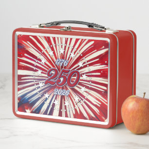 Amerikas 250. Geburtstag 1776-2026 RWB Feuerwerk Metall Brotdose