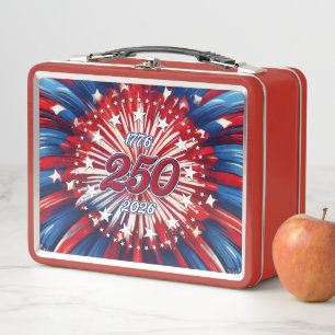 Amerikas 250. Geburtstag 1776-2026 RWB Feuerwerk Metall Brotdose