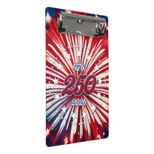 Amerikas 250. Geburtstag 1776-2026 RWB Feuerwerk Mini Klemmbrett