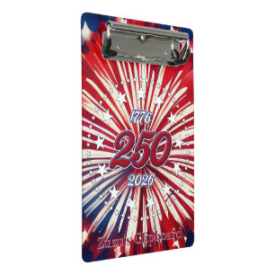 Amerikas 250. Geburtstag 1776-2026 RWB Feuerwerk Mini Klemmbrett