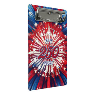 Amerikas 250. Geburtstag 1776-2026 RWB Feuerwerk Mini Klemmbrett