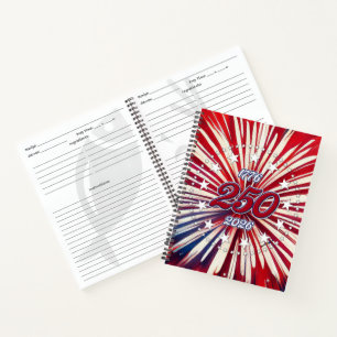 Amerikas 250. Geburtstag 1776-2026 RWB Feuerwerk Notizblock