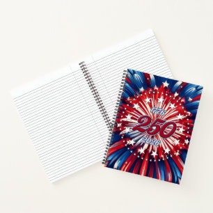 Amerikas 250. Geburtstag 1776-2026 RWB Feuerwerk Notizblock