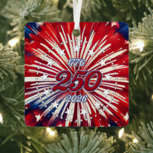 Amerikas 250. Geburtstag 1776-2026 RWB Feuerwerk Ornament Aus Metall