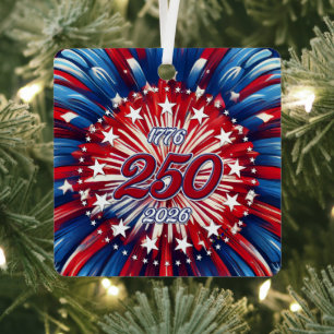 Amerikas 250. Geburtstag 1776-2026 RWB Feuerwerk Ornament Aus Metall