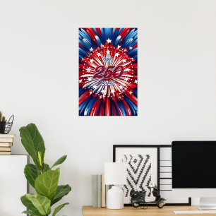 Amerikas 250. Geburtstag 1776-2026 RWB Feuerwerk P Poster