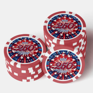 Amerikas 250. Geburtstag 1776-2026 RWB Feuerwerk Pokerchips